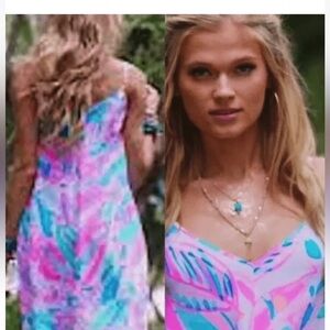 NWT Lilly Pulitzer Women's Clara Silk Dress Out To Sea Flow Dress GORGEOUS 🩵